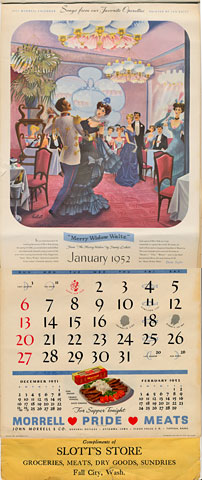 Large 1952 Store calendar