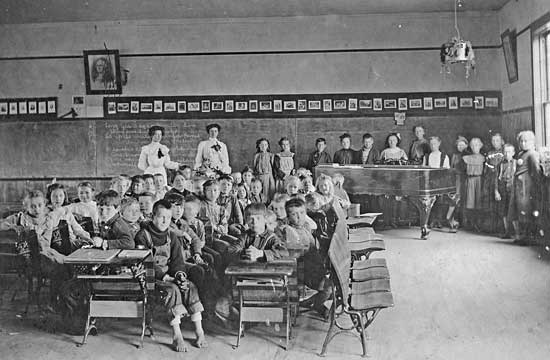 Classroom in Brown School, no date given