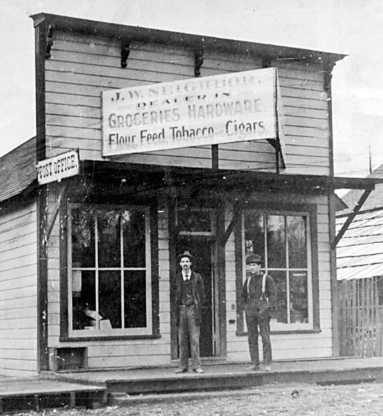 Emerson Neighbor store, location of first switchboard. The store was located on the corner of River and Main Streets (Redmond-Fall City Road and 337th Pl), currently the site of Fall City Cuts.